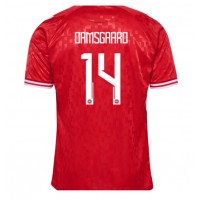 Camisa de Futebol Dinamarca Mikkel Damsgaard #14 Equipamento Principal Europeu 2024 Manga Curta